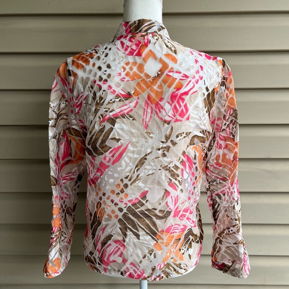 •Hearts of Palm• Sheer Button Down Blouse/Jacket - Size 10P - Picture 7 of 8